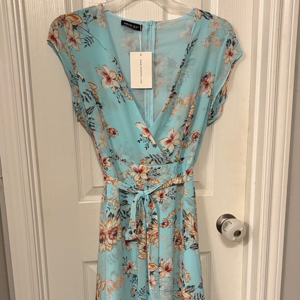 BloomChic Light Blue Floral Maxi Dress
